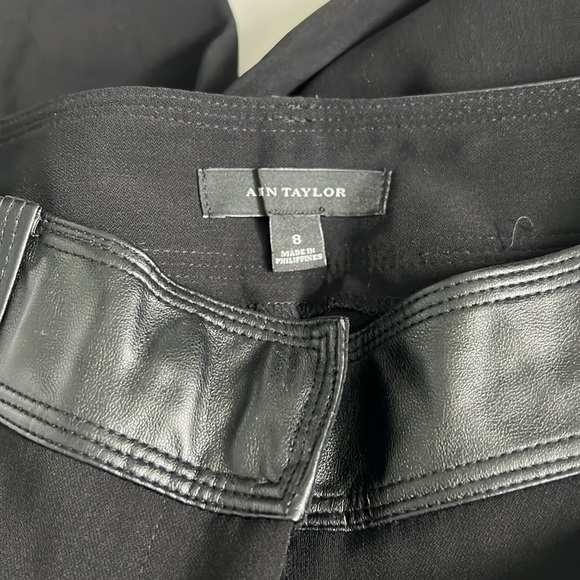 Ann Taylor Black Tuxedo Ankle Pants with Faux Leather Detail size 8 - Picture 4 of 9